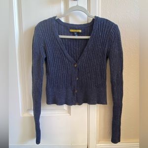 Anthropology Knit Cardigan- Artistic Multicolor- Heather Navy Spotted Size Small